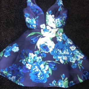 Blue floral homecoming dress